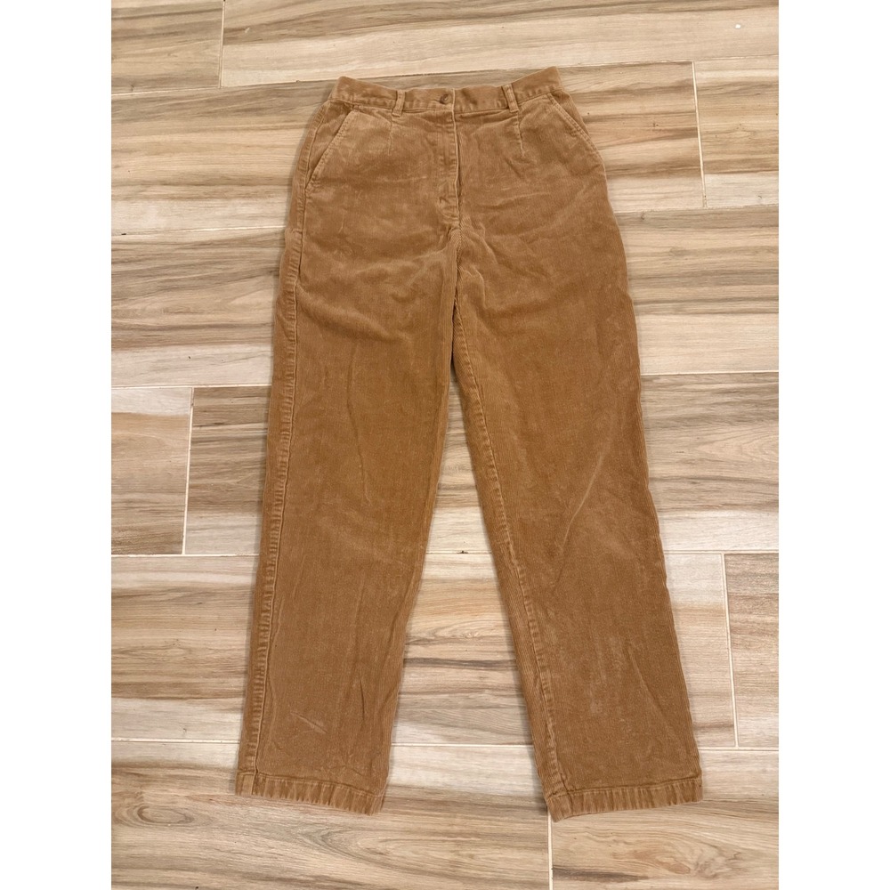 LL Bean Original‎ Fit Corduroy Pants Womens 10 Reg Tan High Rise Straight Leg